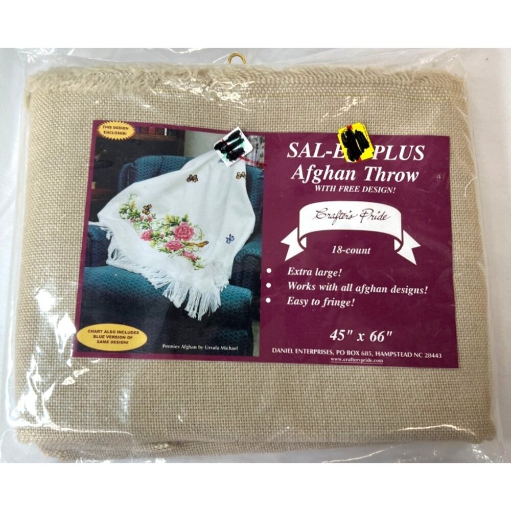 Sal-Em-Plus Afghan Throw 18-Count 45" X 66" With Free Design "Crafters Pride" Ex